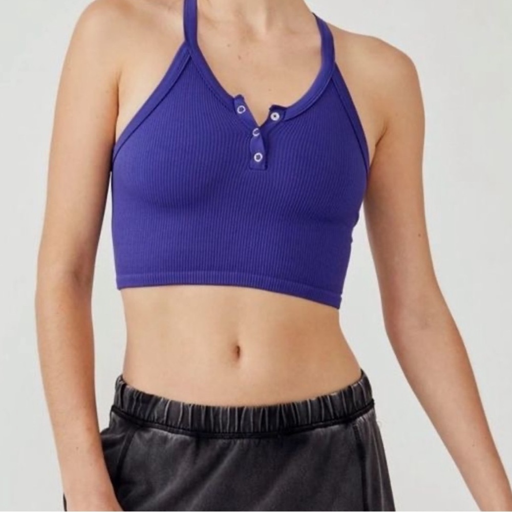 Free People FP Movement Free Throw Top Ribbed Outerspace Purple Stretchy